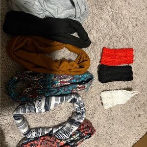 Women’s Neutral and Patterned Headwrap Set - Black, Mustard, Red, White